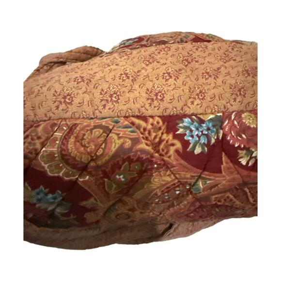Tapestry Hobo Shoulder Bag Paisley Floral Quilted Zippered Tote Red Brown - Picture 5 of 6